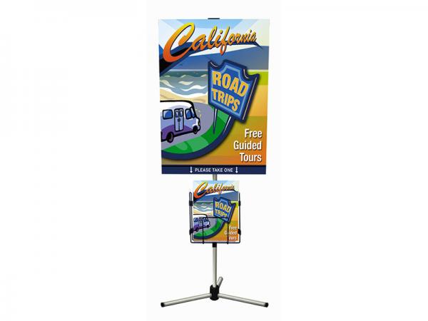 Summit Telescopic Banner Stand - Silver - 32"w x 40"h graphic - Shown with Literature Holder - Black