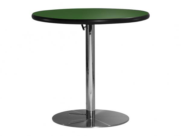 30" Round Cafe Table w/ Green Top and Hydraulic Base (CECA-026)
 -- Trade Show Furniture Rental