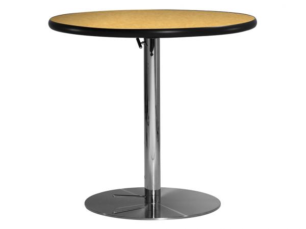 30" Round Cafe Table w/ Brushed Yellow Top and Hydraulic Base (CECA-030)
 -- Trade Show Furniture Rental