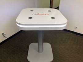 MOD-1458 Bistro Charging Table with Wireless and USB Charging Ports and LED Perimeter Lights. Shown w/ the Vinyl Graphic Option