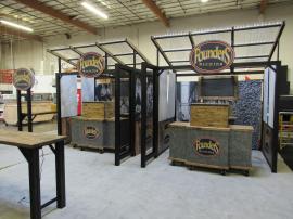 Modular Outdoor Serving Stations for a Brewery with Tables, Counters, Ceilings, and Graphics (ecoSmart Design)