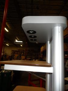 MOD-1253 Two-sided Kiosk with Base, Shelves, and Puck Lights -- Image 3