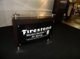 Custom SEGUE Inline Exhibit with Towers, Shelves, Header, Silicone Edge Graphics, and MOD-1162 Counter -- Image 3