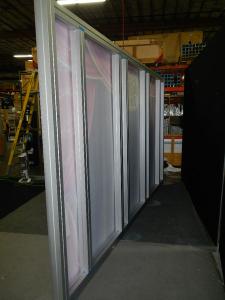 RENTAL: Extrusion Backwall with SEG Fabric Graphics and (4) Clear Acrylic Shelves -- Image 4