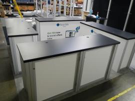 RENTAL:  (4) RE-1207 Rectangular Counters with Locking Doors and Interior Shelves. Sintra Infill Panels and Graphics -- Image 2