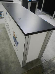 RENTAL:  (4) RE-1207 Rectangular Counters with Locking Doors and Interior Shelves. Sintra Infill Panels and Graphics -- Image 3