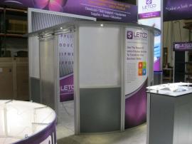 Modified eSmart ECO-4008 Sustainable Island Exhibit with Hanging Aero Sign, Counter Top LED Lighting, Large Backlit Graphics, and (3) Storage Counters. Converts to 10 ft. and 20 ft. Inlines -- Image 3