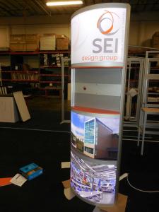 (2) Custom SEGUE Lightboxes with Shelves and Tension Fabric Graphics and (1) Monitor Stand with Backlit Graphics -- Image 2