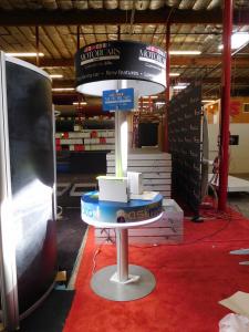 Custom Retail Monitor Stand Kiosk with Graphic Canopy and LED Perimeter Lighting