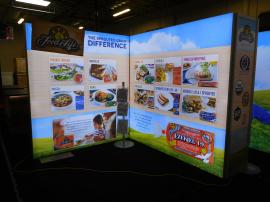 Multiple SuperNova LED Lightboxes with SEG Fabric Graphics for an Island Design