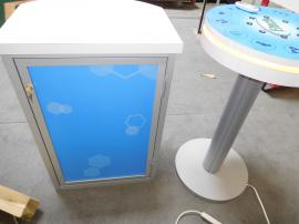 MOD-1442 Small Charging Table with Graphics and RGB Light Option and MOD-1267 Counter with Locking Storage