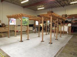 Custom Wood Pergolas with Double-sided LED Lightboxes and Wire Management