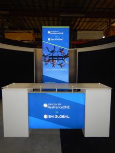 RENTAL:  RE-9096 Island Exhibit with Double-sided Lightboxes and ECO-42C Backlit Counter