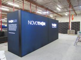 Custom Inline Exhibit with Double-sided SuperNova LED Lighboxes and Custom Reception Counter with Locking Storage -- Back