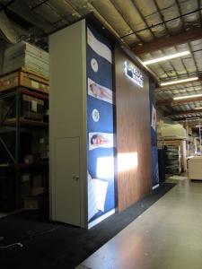 Double-sided 16 ft. High Wall with Laminate and SEG Fabric Graphics and Large Interior Closet