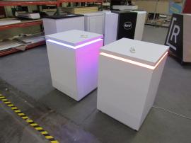 Custom Pedestals with LED Accent Lights and Storge